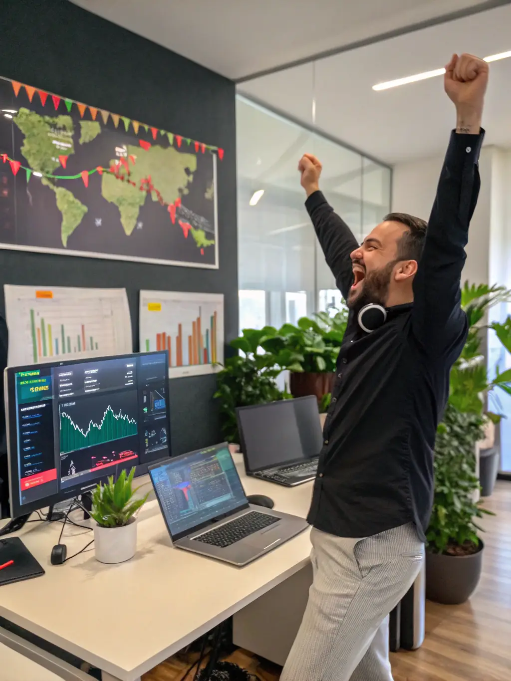 A professional trader relaxing while the automated system generates profits, showcasing time-saving benefits.